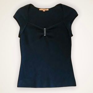 Belldini Jeweled Knit Top Women’s Size Small Black